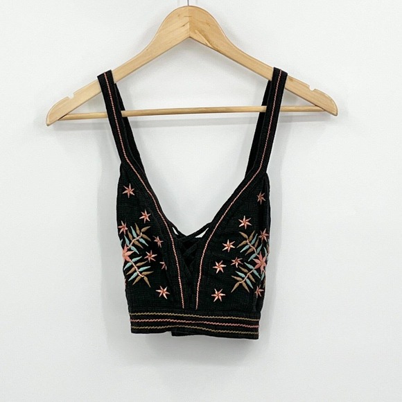 American Eagle Outfitters Other - American Eagle Bra Top Women XSmall Cropped Floral Embroidered Lace Up Fairy Y2K